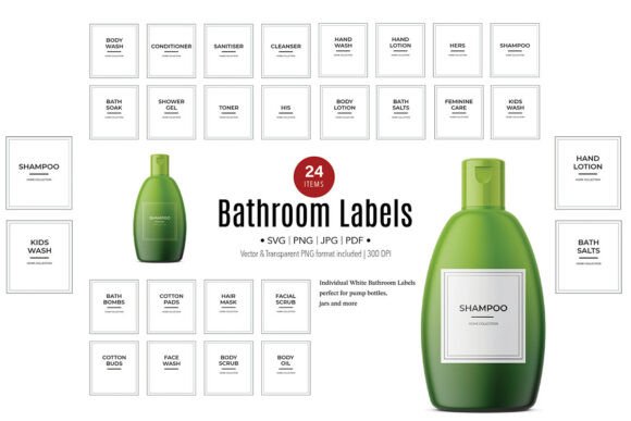 Download Bathroom Labels &amp; Shower Bottle Tags - Label Collection