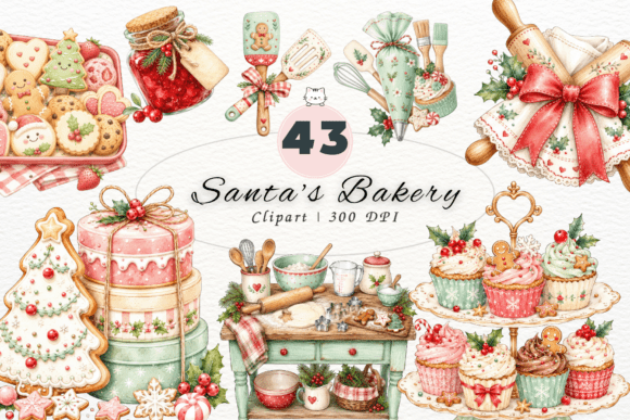 Download Cute Santa's Bakery Clipart,Christmas - Baker Collection