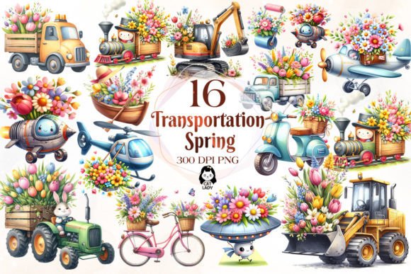 Download Transportation Spring Clipart Bundle - Transportation Collection
